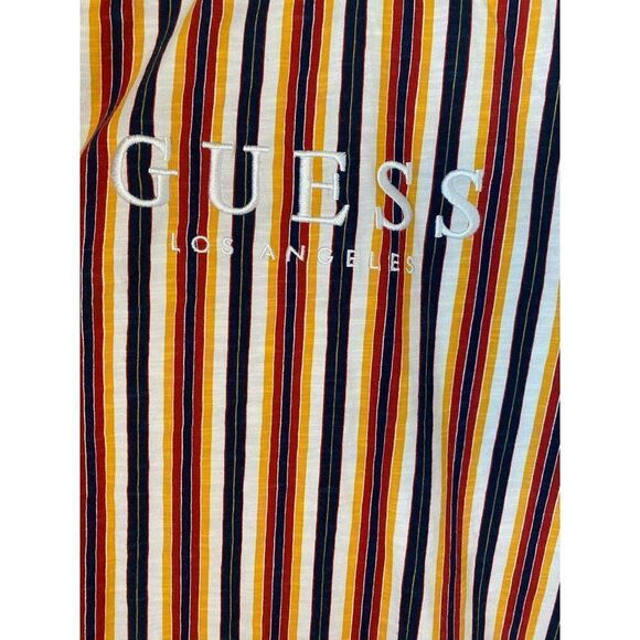 NWT men’s vintage 90’s Guess Los Angeles vertical striped tee large embroidered - Picture 2 of 6